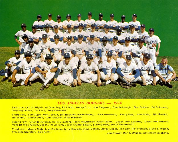 Dodgers ドジャース Los Angeles Dodgers Team Photo - 1974 - Scripophily.com | Collect