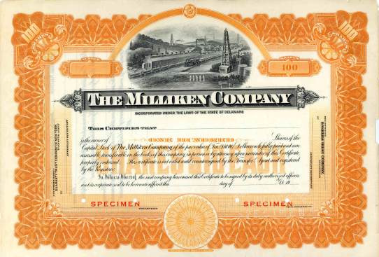 Milliken Company Collect Stocks and Bonds Old