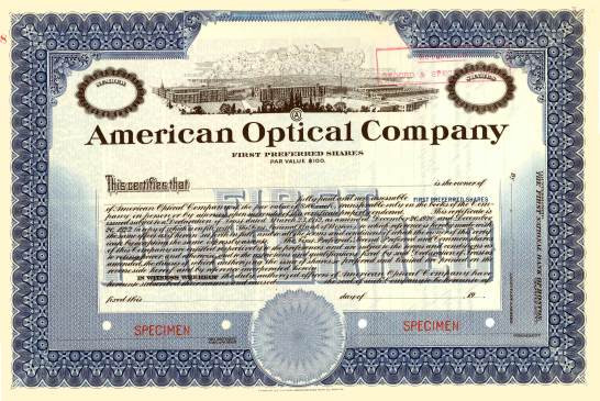 American Optical Company Collect Stocks and Bonds