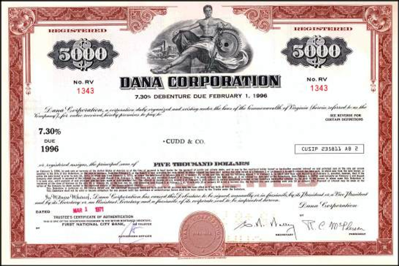 Dana Corporation Collect Stocks and Bonds Old