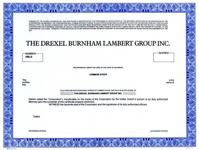 Drexel Burnham Lambert Group, Inc. (Michael Milken's Employer) - Delaware -  Scripophily.com | Collect Stocks and Bonds | Old Stock Certificates for  Sale | Old Stock Research | RM Smythe |