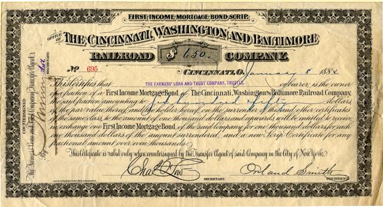 Baltimore & Ohio Railroad Company Stock Certificate B&O CSX 