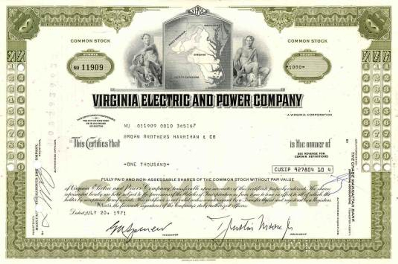 Virginia Electric and Power Company Early Dominion Resources