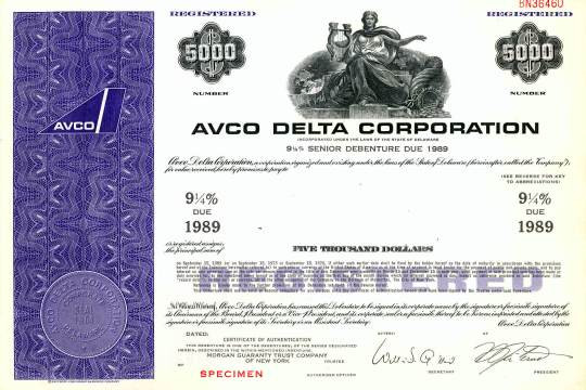 Avco Delta Corporation Collect Stocks and Bonds