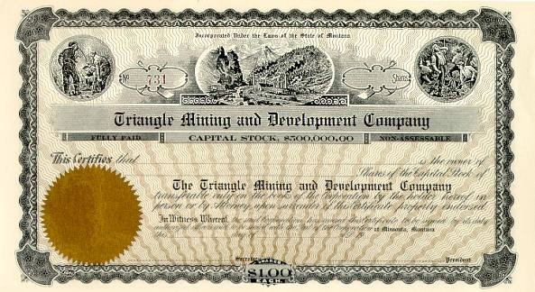 Triangle Mine Triangle Mining and Development Company - Scripophily.com | Collect ...