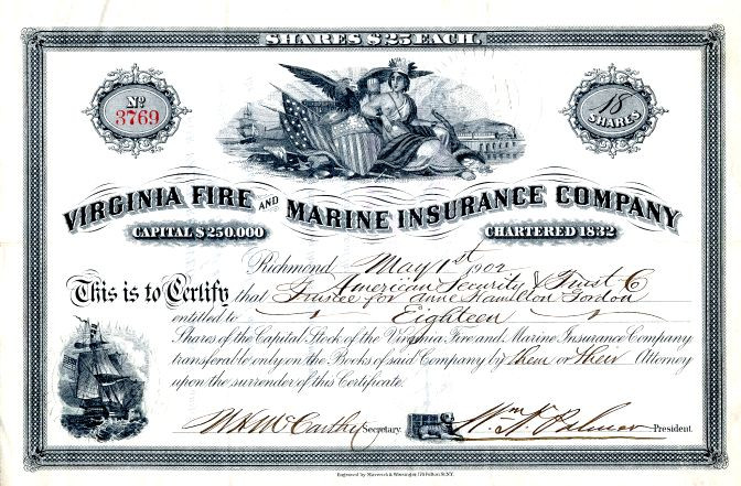 Shanghai Fire Marine Insurance Co Ltd Scripophily Collect 
