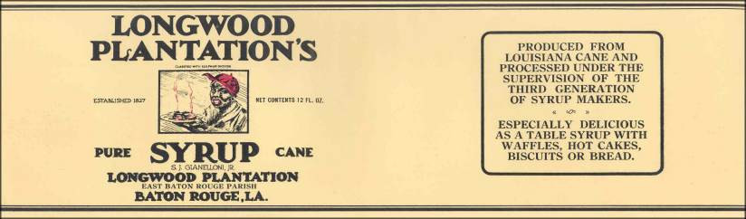 Longwood Plantation's Pure Syrup Label Collect Stocks and Bonds Old Stock