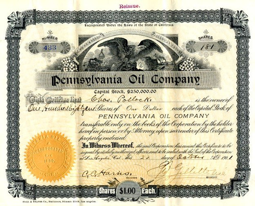 Pennsylvania Oil Company - Los Angeles,  California 1901