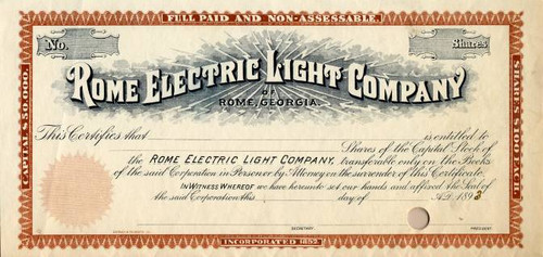 Rome Electric Light Company - Georgia
