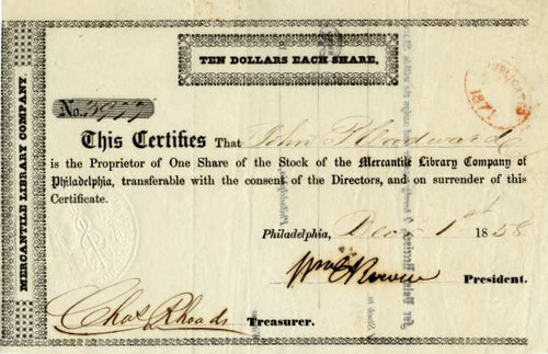 Mercantile Library Company 1858 - Philadelphia