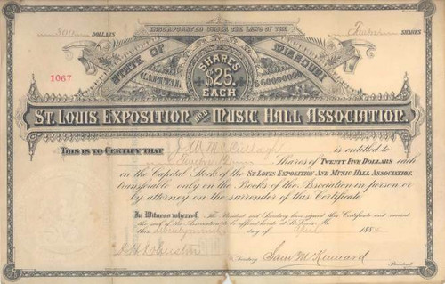 St. Louis Exposition and Music Hall Association - 1884