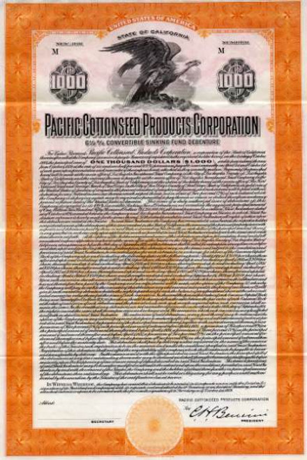 Pacific Cottonseed Products Corporation - California 1920