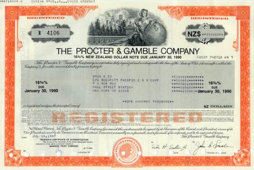 Procter & Gamble Company - 1987 $100,000 16 3/4% Interest Note