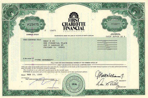 First Charlotte Financial Corporation - North Carolina 1993