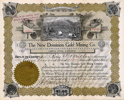 New Dominion Gold Mining Company - Iron Springs District, Silver Mountain, Colorado - 1906