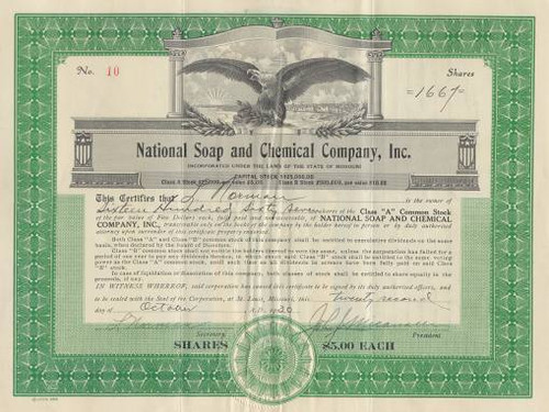 National Soap and Chemical Company, Inc. - 1930