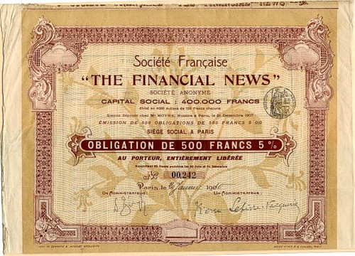 Societe Franacise Financial News - 1910