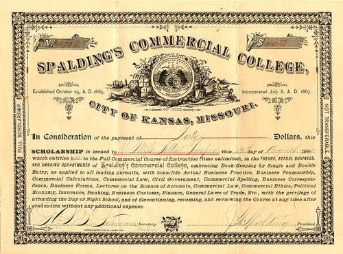 Spaldling's Commercial College, City of Kansas, Missouri - 1890