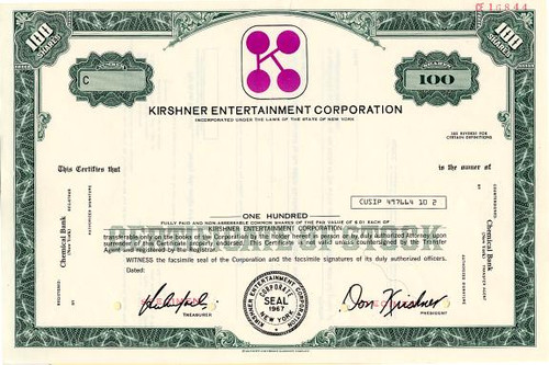 Kirshner Entertainment Corporation - Don Kirshner as president