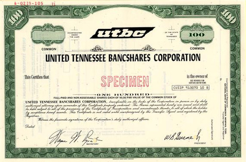 United Tennessee Bancshares Corporation (Now SUNTRUST BANKS, INC. ) - Tennessee 1971