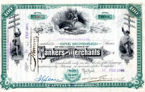 Bankers and Merchants Telegraph Company - 1884