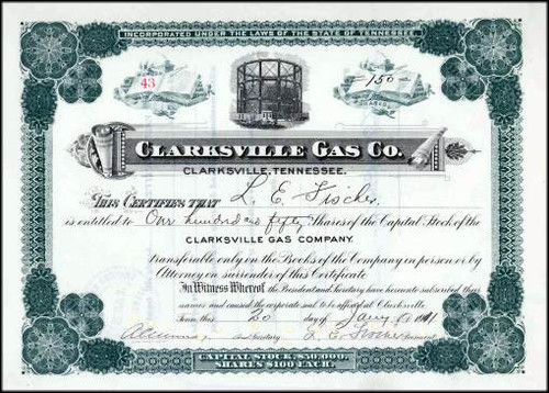 Clarksville Gas Co. 1911 - Tennessee