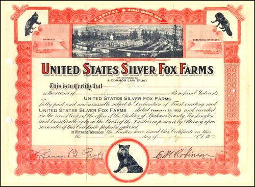 United States Silver Fox Farms 1923