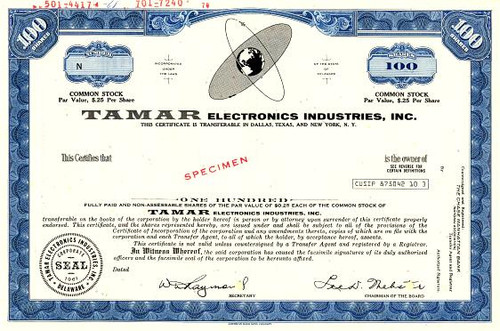 Tamar Electronics Industries, Inc. - Delaware 1968
