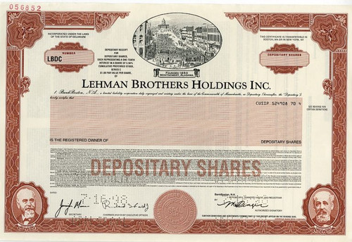 Lehman Brothers Holdings, Inc. ( Pre Bankruptcy) Specimen  - 1998