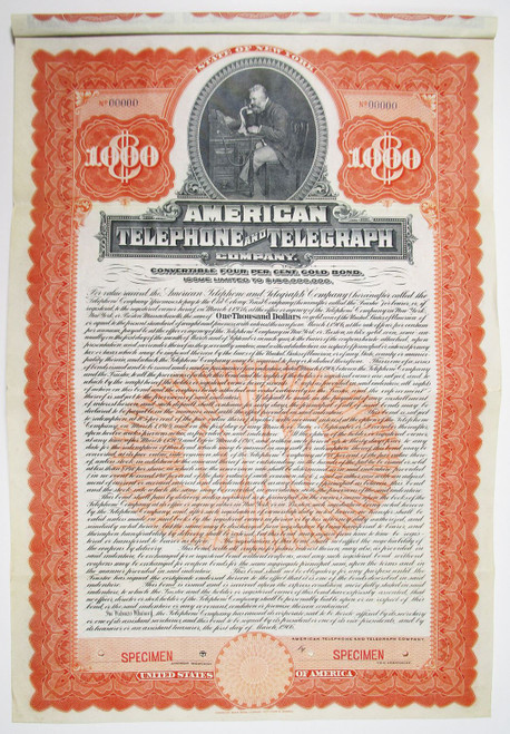 American Telephone and Telegraph Co., 1906 Convertible Specimen Gold Bond