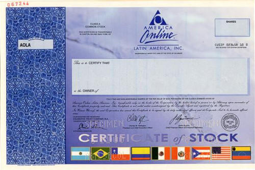 America Online Latin America, Inc. - Filed for Bankruptcy in 2005 (Rare Specimen) - Delaware