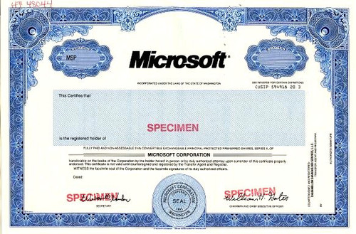 Microsoft Corporation - Bill Gates as Chairman (Rare Specimen) - Sold