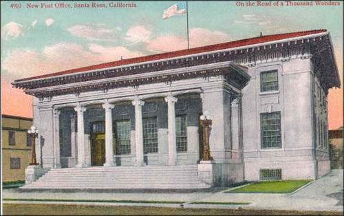 New Post Office, Santa Rosa, California Postcard