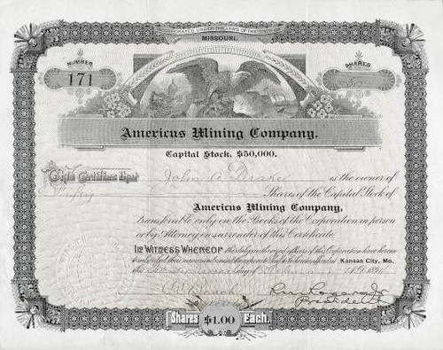 Americus Mining Company - Kansas City, Missouri 1894