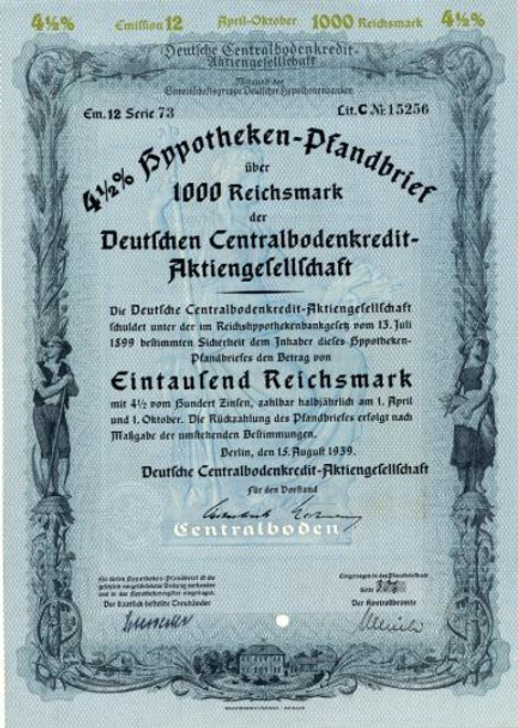 Deutsche Centralbodenkredit AG - Germany 1939