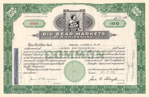 Big Bear Markets - Bear Vignette - Michigan 1955