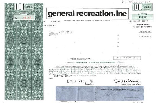 General Recreation, Inc. - Delaware 1975