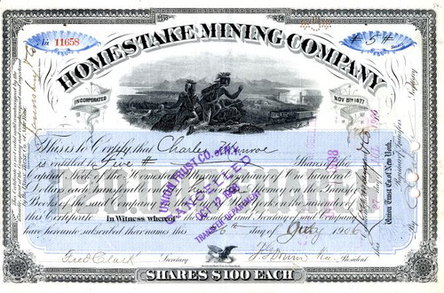 Homestake Mining Company - New York 1906