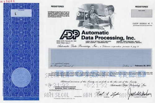 Automatic Data Processing, Inc. ADP - Also provides ADP Jobs Report - 1992