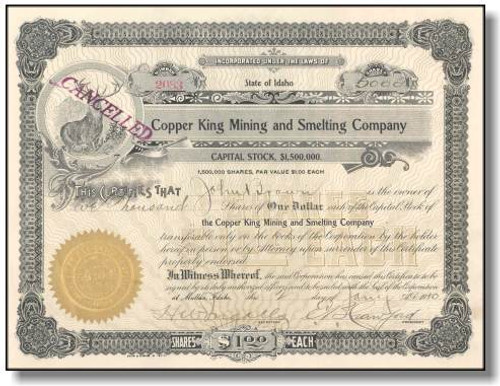 Copper King Mining and Smelting Company 1910