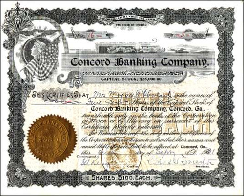 Concord Banking Company - Georgia 1907 - Silver Dollar Vignette