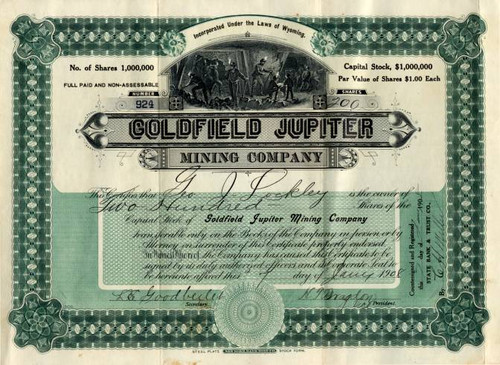 Goldfield Jupiter Mining Company - Goldfield District, Nevada 1908