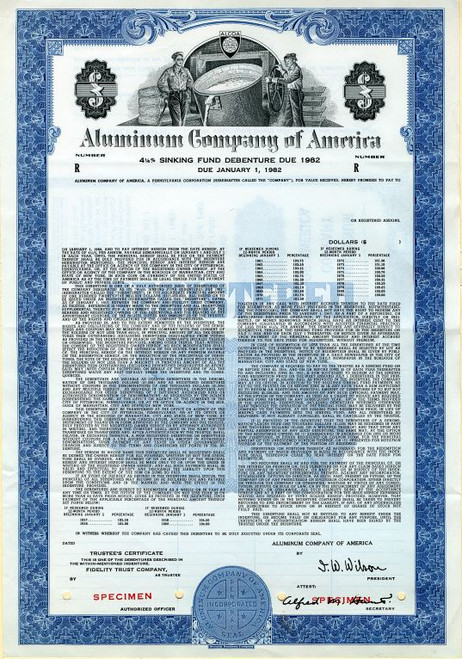 Aluminum Company of America (ALCOA) Specimen Bond - 1957