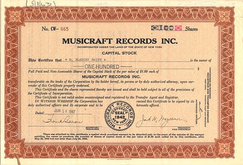 Musicraft Records Inc. - New York 1947