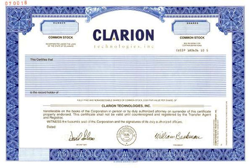 Clarion Technologies, Inc. - Delaware