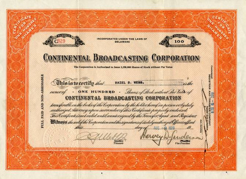 Continental Broadcasting Corporation - Delaware 1929