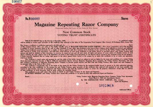 Magazine Repeating Razor Company - Early Schick Razors - Now Warner-Lambert / Pfizer