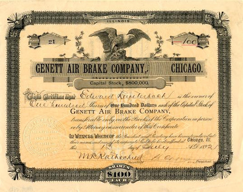 Genett Air Brake Company - Illinois 1892