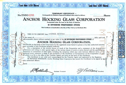 Anchor Hocking Glass Corporation - Delaware 1940