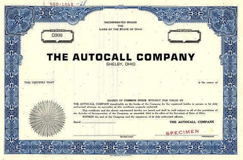 Autocall Company  (Fire Alarm Systems) - Shelby, Ohio 1968